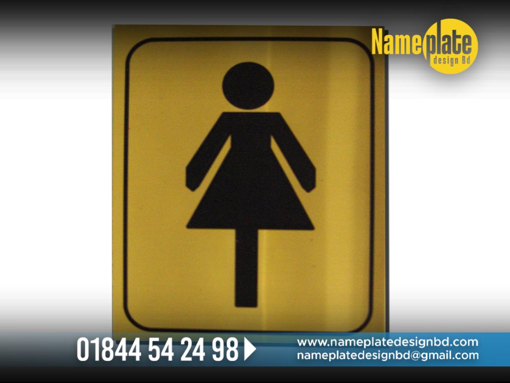 Golden Color SS toilet Name Plate Design and Making Service in Bangladesh