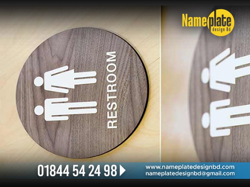 wood nameplate bd, wood nameplate maker in Dhaka Bangladesh. women toilet nameplate, men toilet nameplate bd, Restroom Nameplate design and making, Signboard BD, Led Signboard Company in BD, Neon Signboard BD