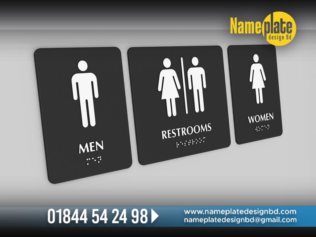 women toilet nameplate, men toilet nameplate bd, Restroom Nameplate design and making, Signboard BD, Led Signboard Company in BD, Neon Signboard BD