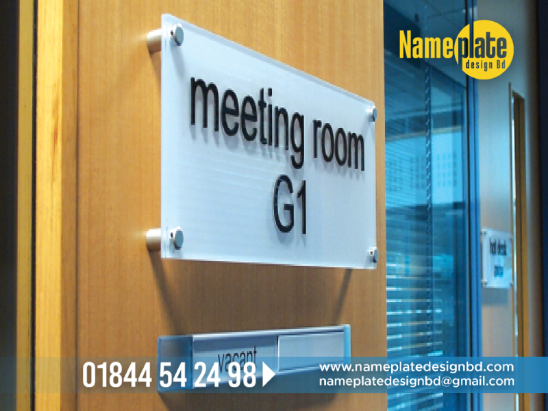 Glass Name Plate for Meeting Room