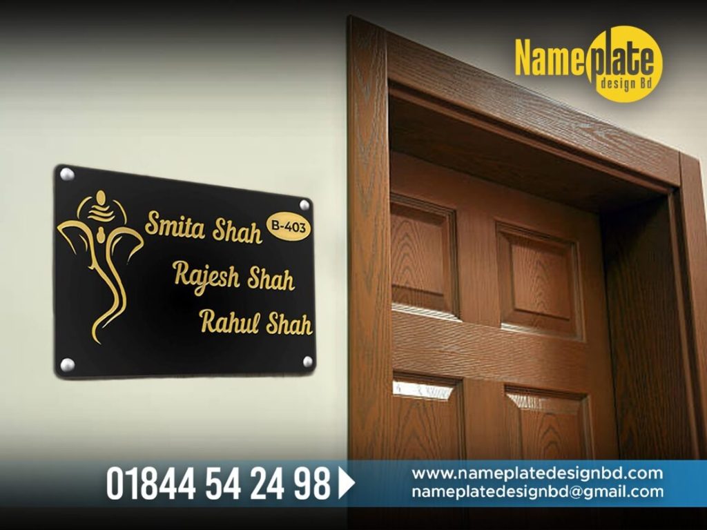 Black Color Acrylic Name Plate for Flat Door