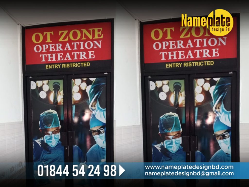 OT Zone Operation Theater Room Sticker Name Plate